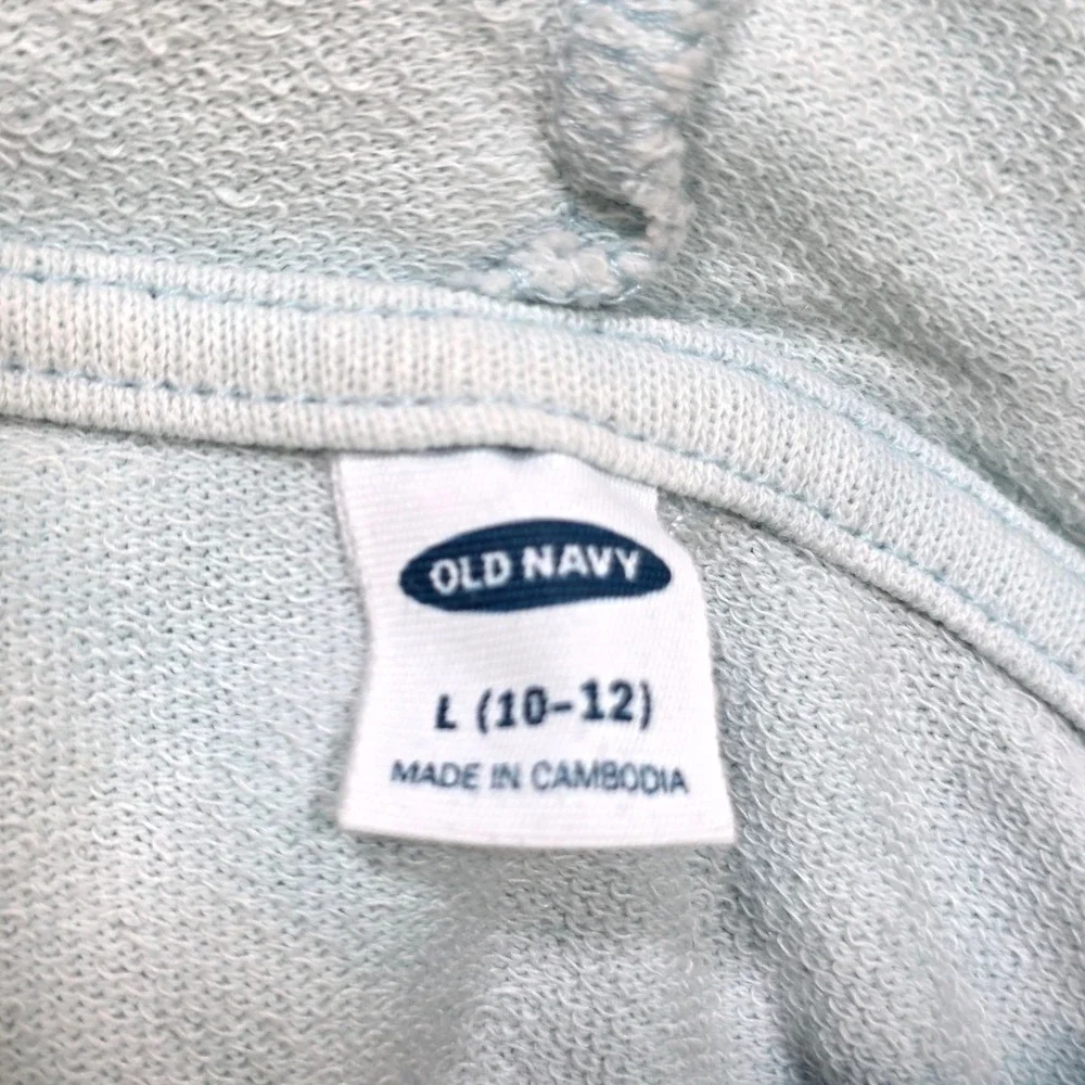 Old Navy Hoodie Girl L 10-12 Blue Teal Tie Dye Pullover Sweatshirt Raglan Pocket